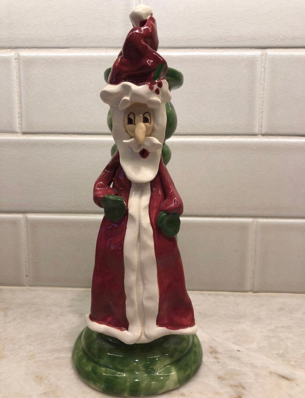 Santa Claus Christmas candlestick holder The Clayton Dickson Co. Canada 9”